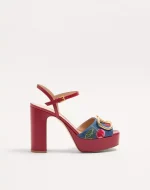 Valentino Vlogo Signature Platform Denim Sandal With Cherryfic Embroidery 115Mm